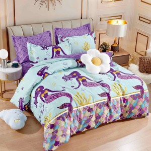 Lenjerie pat dublu, FINET, 6 piese, Jojo Home, Bleu, Mov, sirene Lenjerie pat dublu, FINET, 6 piese, Jojo Home, Bleu, Mov, sirene