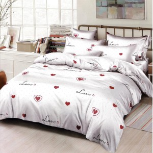 Lenjerie pat dublu, FINET, 6 piese, Alb, inimioare Lenjerie pat dublu, FINET, 6 piese, Alb, inimioare