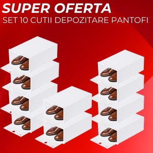 Set 10 Cutii organizatoare de pantofi, pentru 10 perechi Set 10 Cutii organizatoare de pantofi, pentru 10 perechi