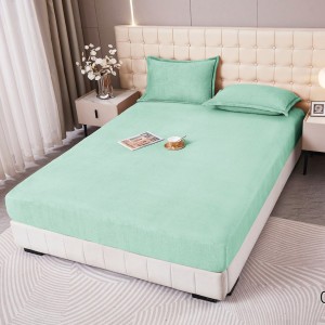Cearșaf cu Elastic Cocolino 160x200x25 cm – Set cu 2 Fețe de Pernă, Model UNI, Gros și Pufos, Calitate Premium pentru Confort și Eleganță, Aqua