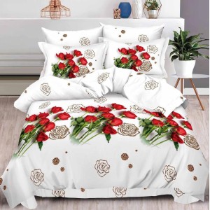 Lenjerie pat dublu, 6 PIESE, IMPRIMEU 3D Multiplicat, Microfibra, Alb-Rosu, trandafiri Lenjerie pat dublu, 6 PIESE, IMPRIMEU 3D Multiplicat, Microfibra, Alb-Rosu, trandafiri