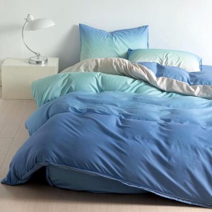 Lenjerie pat 1 PERSOANA, 4 piese, cu ELASTIC,  Bleu