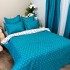 Lenjerie pat dublu,  FINET, 8 piese, cu 2 DRAPERII INCLUSE, Turquoise, Alb, stelute [4]