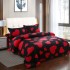 Lenjerie pat dublu, Super Pufoasa COCOLINO, 4 piese, cu ELASTIC, Negru-Rosu, inimioare [6]