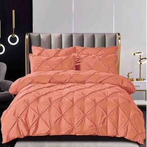 Lenjerie pat dublu,  FINET cu ELASTIC, 6 piese, PLIURI BRODATE, Jojo Home, Portocaliu