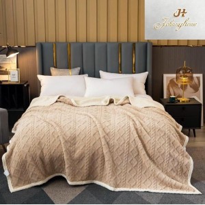 Patura CoCoLiNo tip Tricotaj cu blanita, 200x230cm, Bej