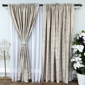 Set Draperii VENTI V1 din Jacquard model Nisip 200cm x240cm , Tiv lat ,GREJ