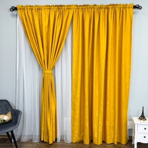 Draperie din Jacquard model Nisip, 140cm latime x 260cm înălțime, cu TIV LAT, GALBEN