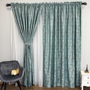 Draperie din Jacquard model Nisip, 140cm latime x 260cm înălțime, cu TIV LAT, AQUA