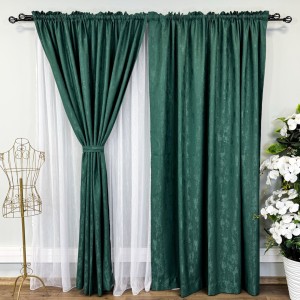 Set DraperiI VENTI V2 din Jacquard model Nisip 200cm x 240cm ,Tiv lat ,  VERDE