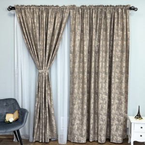 Set 2 Draperii VENTI V2 din Jacquard model Nisip - 200cm x 240cm, Tiv lat,  BEJ