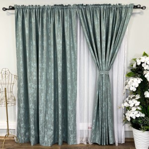 Set 2 Draperii VENTI V2 din Jacquard model Nisip - 200m x 240m x Tiv lat, AQUA