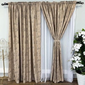 Set 2 Draperii VENTI V1 din Jacquard model Nisip -200cm x 240cm,Tiv lat, BEJ