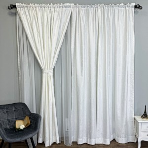 Draperie din Jacquard model Nisip, 140cm latime x 260cm înălțime, cu TIV LAT, ALB