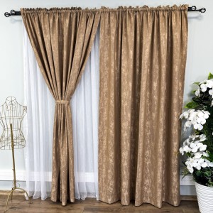 Set 2 Draperii VENTI V2 din Jacquard model Nisip - 200cm x 240cm, Tiv lat, MARO ARǍMIU