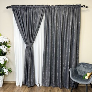 Draperie VENTI V2 din Jacquard model Nisip - 200cm x 250cm, rejansa pt. sina ,  GRI ANTRACIT