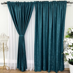 Set Draperii VENTI V2 din Jacquard model Nisip 200cm x 240cm ,Tiv lat ,  TURQUOISE