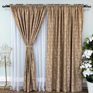 Set 2 Draperii VENTI V1 din Jacquard model Nisip - 250cm x 254cm, rejansa pt. sina , MARO ARǍMIU