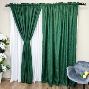 Draperie din Jacquard model Nisip, 140cm latime x 260cm înălțime, cu TIV LAT, VERDE SMARALD
