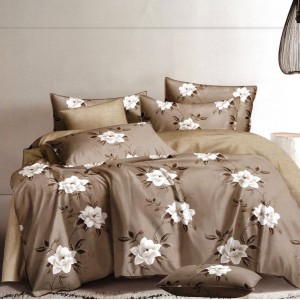 Lenjerie pat dublu, FINET, 6 piese, Maro, flori Lenjerie pat dublu, FINET, 6 piese, Maro, flori