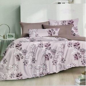 Lenjerie pat dublu, FINET, 6 piese, Lila, floral Lenjerie pat dublu, FINET, 6 piese, Lila, floral