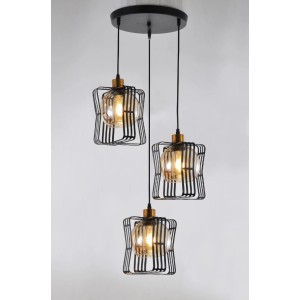 Pendul RFAN, Model 4182-3, Cu Abajur, 3 X E27, Inaltime Reglabila, Negru