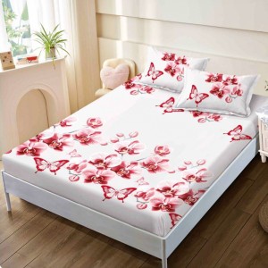 Cearsaf cu elastic, FINET, 160x200cm, 2 fete de perne 50x70cm, Alb, Roșu, Orhidee – confort și eleganță pentru patul tău