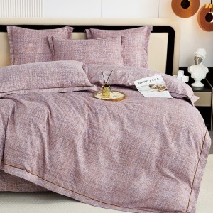 Lenjerie de Pat Dublu, Super Premium,  Finet Ranforsat – Set Exclusivist 6 Piese, Ambalat în Cutie de Lux, Mov cenusiu, uni