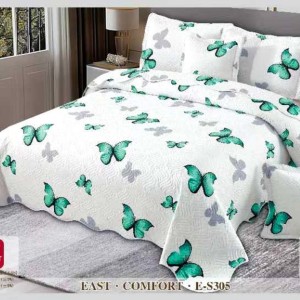 Cuvertură Pat Dublu, 5 Piese, Bumbac 100% Imprimat – Calitate Premium, Exact ca în Poză, cu Imprimeu Durabil, Alb, Turquoise, fluturi
