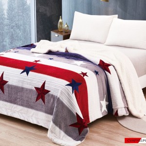 Pătură Luxoasă Cocolino din Microfibră Ultra-Moale, cu Blăniță Sherpa, 200x230 cm - Confort Maxim și Design Elegant pentru Nopți Perfecte, Alb, Gri, Dungi