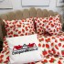 Lenjerie de Pat Dublu, Bumbac Ranforce, 6 piese, Croită cu Grija in Atelierul Cumparamisim - Lux Suprem, Rafinament Desăvârșit, Confort Regal, Alb, Rosu, căpșuni  [7]