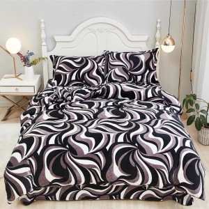 Lenjerie pat dublu, Super Pufoasa COCOLINO, 4 piese, Alb, Negru, Gri, mozaic