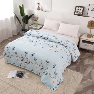 Patura pufoasa cocolino 200x230cm, 240g/mp, Bleu, flori