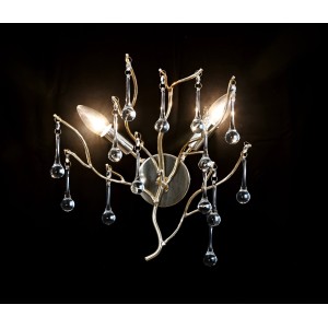 Aplica RFAN, Model R9094/2W, Textura Cristal, Metal, 2 X E14, Auriu