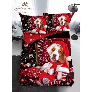 Lenjerie pat 1 PERSOANA, BUMBAC FINET, 4 piese, Identică cu Poza, Craciun, Roșu, Negru, cățel, fulgi de nea Lenjerie pat 1 PERSOANA, BUMBAC FINET, 4 piese, Identică cu Poza, Craciun, Roșu, Negru, cățel, fulgi de nea