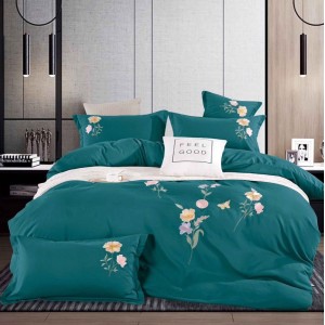 Lenjerie de Pat Dublu cu Elastic, Bumbac Satinat Deluxe, 4 Piese, Verde - Moale, Rezistentă, Ușor de Întreținut