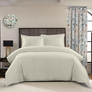 Lenjerie de pat dublu, 4 piese, Bumbac 100% Ranforce, Grej deschis Lenjerie de pat dublu, 4 piese, Bumbac 100% Ranforce, Grej deschis