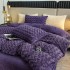 Lenjerie pat dublu, Super Pufoasa COCOLINO, cu Blanița de Iepure, cu model de trandafiri 3D, 4 piese, Mov [2]