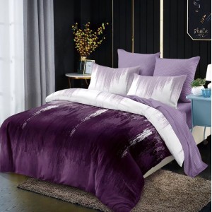 Lenjerie pat dublu,  FINET, cu elastic, 6 piese, Mov, abstract