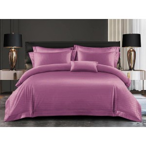 Lenjerie HoReCa, pat dublu, Damasc Finetat Deluxe, 6 piese, Violet