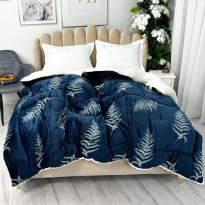  Pilota CoCoLiNo cu blanita, matlasata, 200x230cm, Bleumarin, frunze