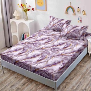 Cearsaf cu elastic, FINET, 160x200cm, 2 fete de perne 50x70cm, Mov, abstract