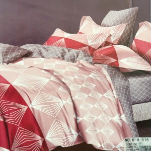 Lenjerie pat dublu, FINET, 6 piese, Roșu, Alb, dungi Lenjerie pat dublu, FINET, 6 piese, Roșu, Alb, dungi