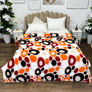 Patura pufoasa cocolino 200x230cm, 240g/mp, Crem, Oranj, buline, cercuri