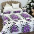 Patura pufoasa cocolino 200x230cm, 240g/mp, Alb, flori mov [4]