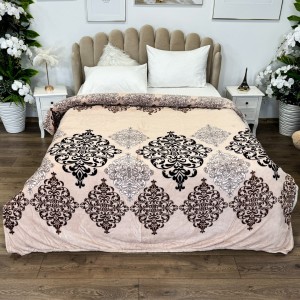 Patura pufoasa cocolino 200x230cm, 240g/mp, Crem, Maro, model royal