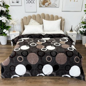 Patura pufoasa cocolino 200x230cm, 240g/mp, Gri inchis, buline, cercuri