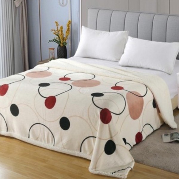 Patura pufoasa cocolino 200x230cm, 240g/mp, Crem, cercuri [1]