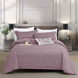 Lenjerie de Pat 1 Persoana, HoReCa, 4 Piese din Damasc Finetat - Lux, Confort și Întreținere Ușoară, Fără Călcare, Violet