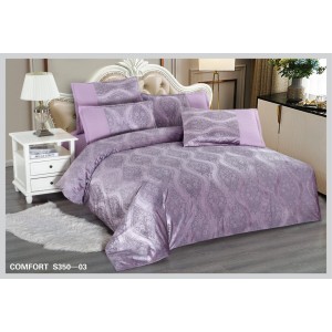 Lenjerie de Pat dublu, din Catifea Royală Velvetto, East Comfort, 6 piese – Răsfăț Premium și Confort de Lux, Cu Tehnologie de Broderie Digitală, Lila